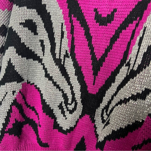 🦓2xHP🦓 Vintage Pink Silver Black Zebra Funky Eclectic Maximalist Sweater - Large - Picture 6 of 8